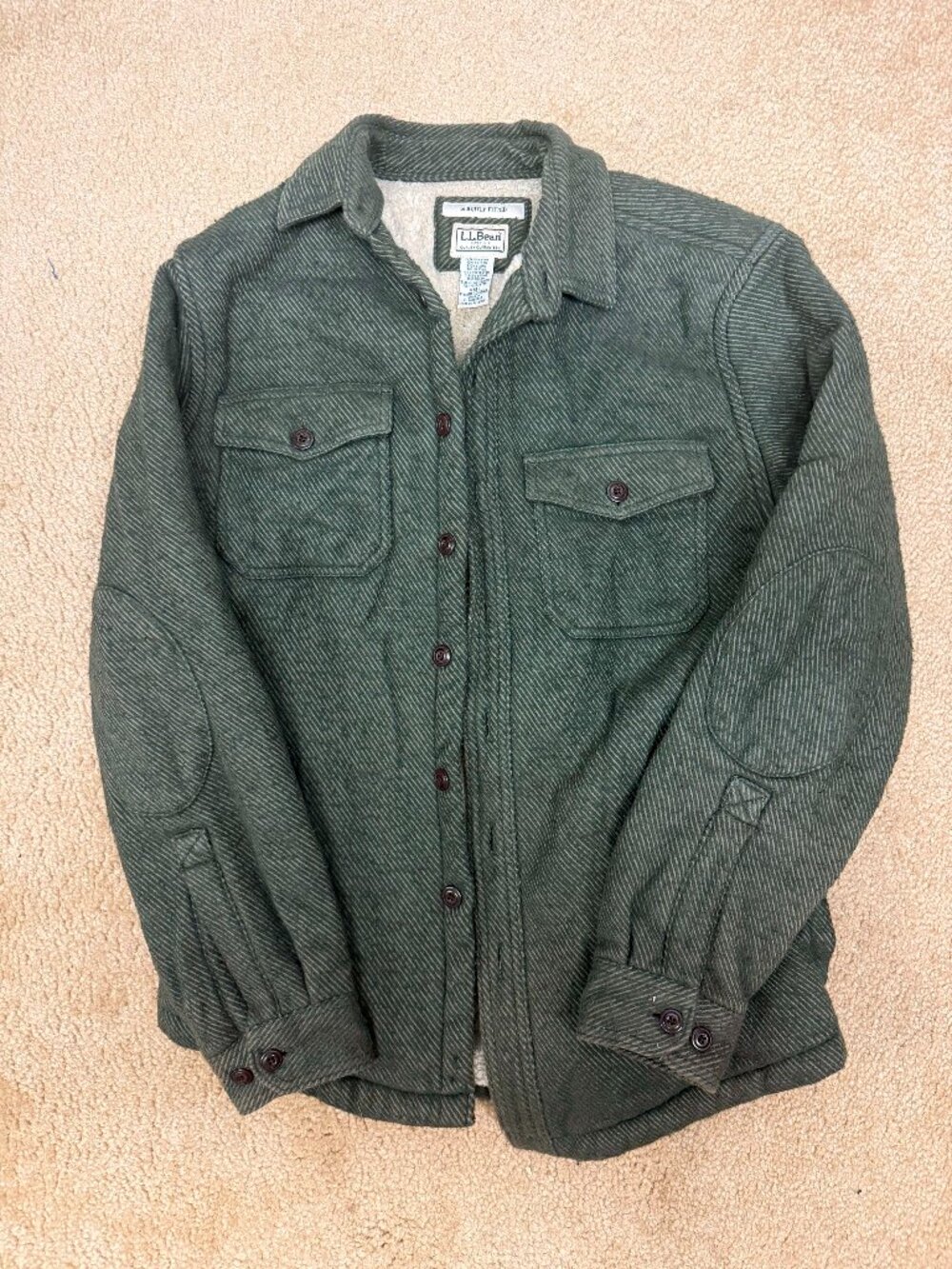 L.L.Bean Men’s Twill Flannel Sherpa-Lined Shirt Jacket | Item #500545